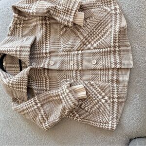 Splendid Plaid Cream and Brown Women's Jacket